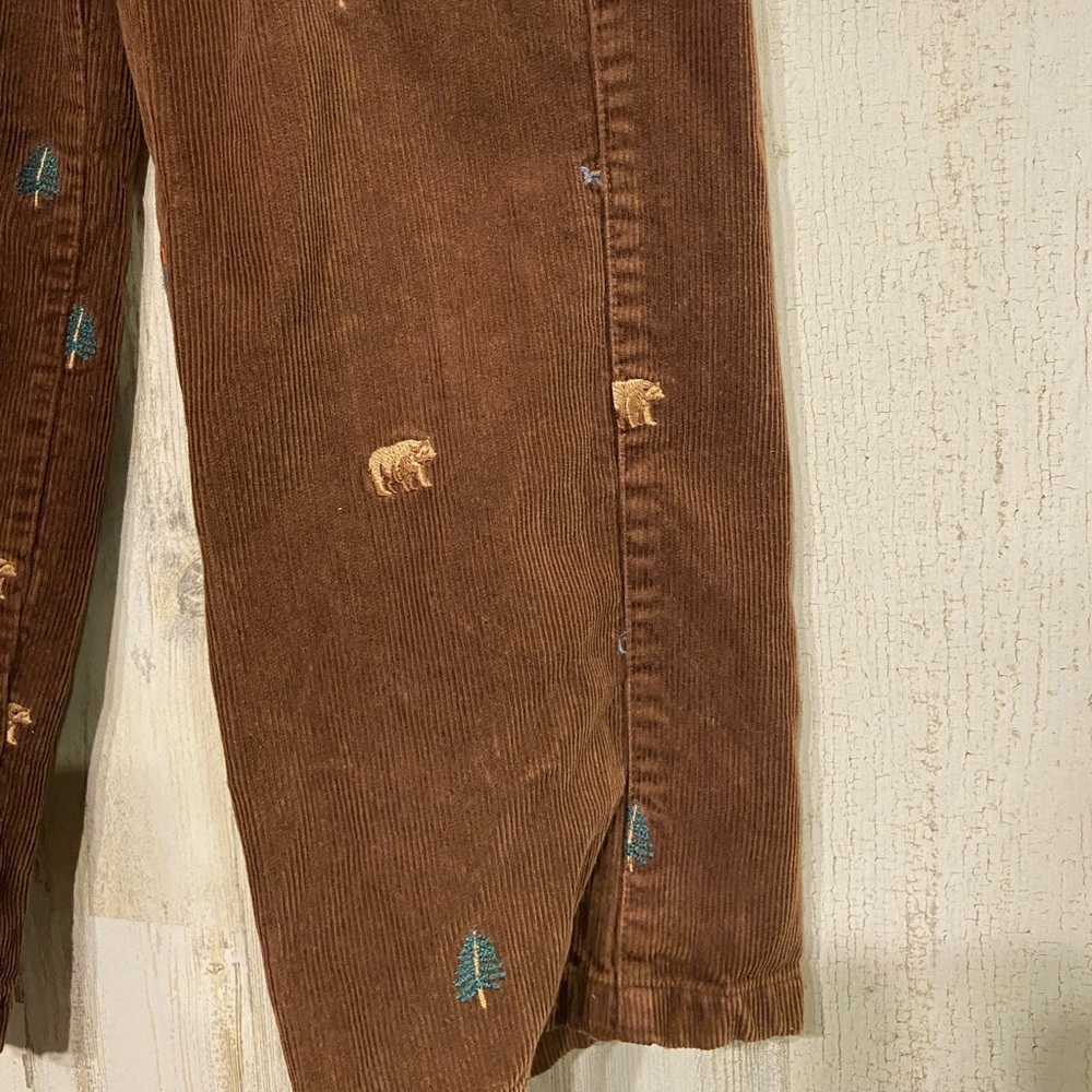 Heartstrings Brown Corduroy Embroidered Outdoor Bear Fish Pants 8 - Picture 4 of 11